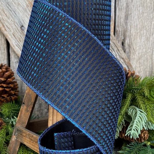 4" Midnight Blue RIbbon, Blue Ribbon, Wired Ribbon