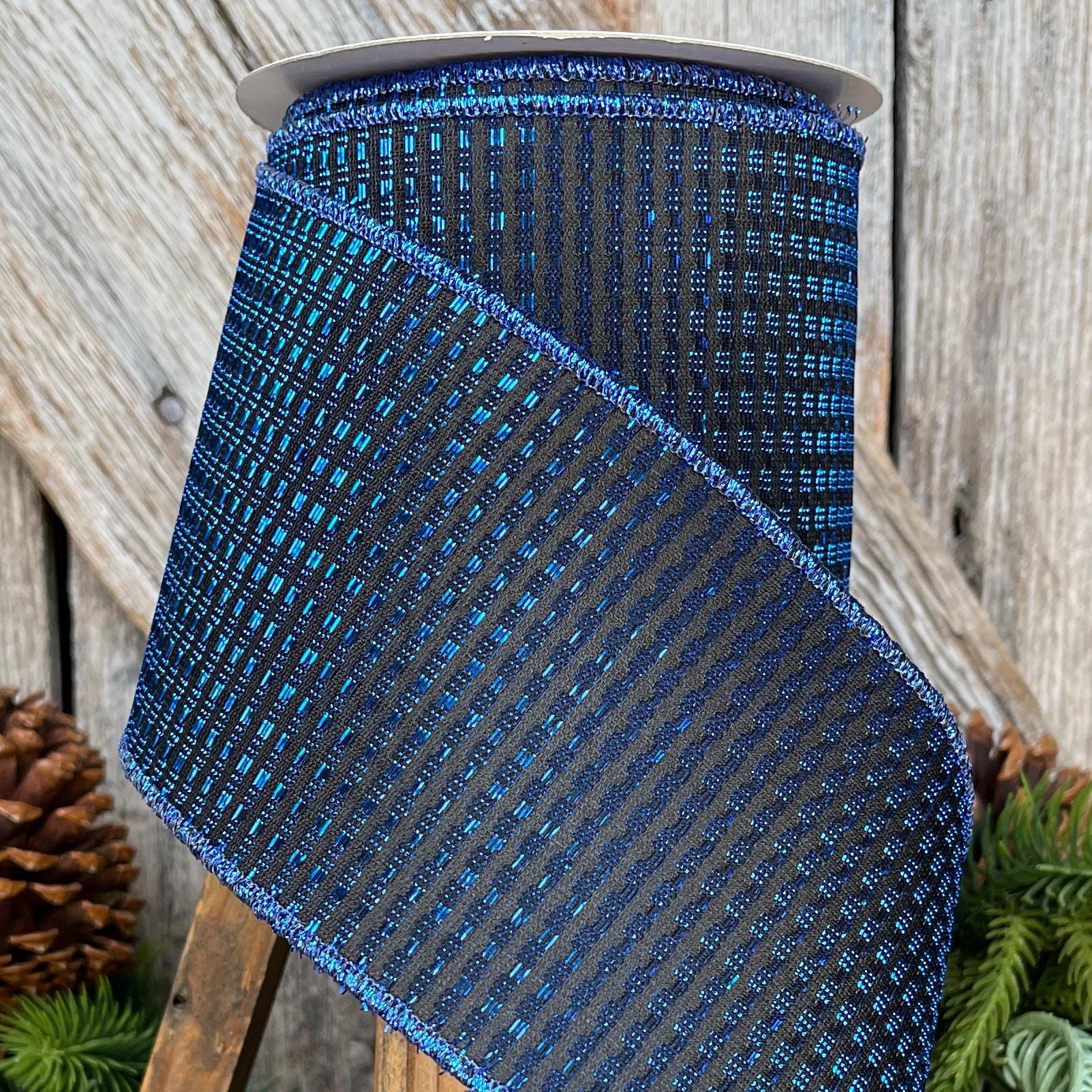 4" Midnight Blue RIbbon, Blue Ribbon, Wired Ribbon