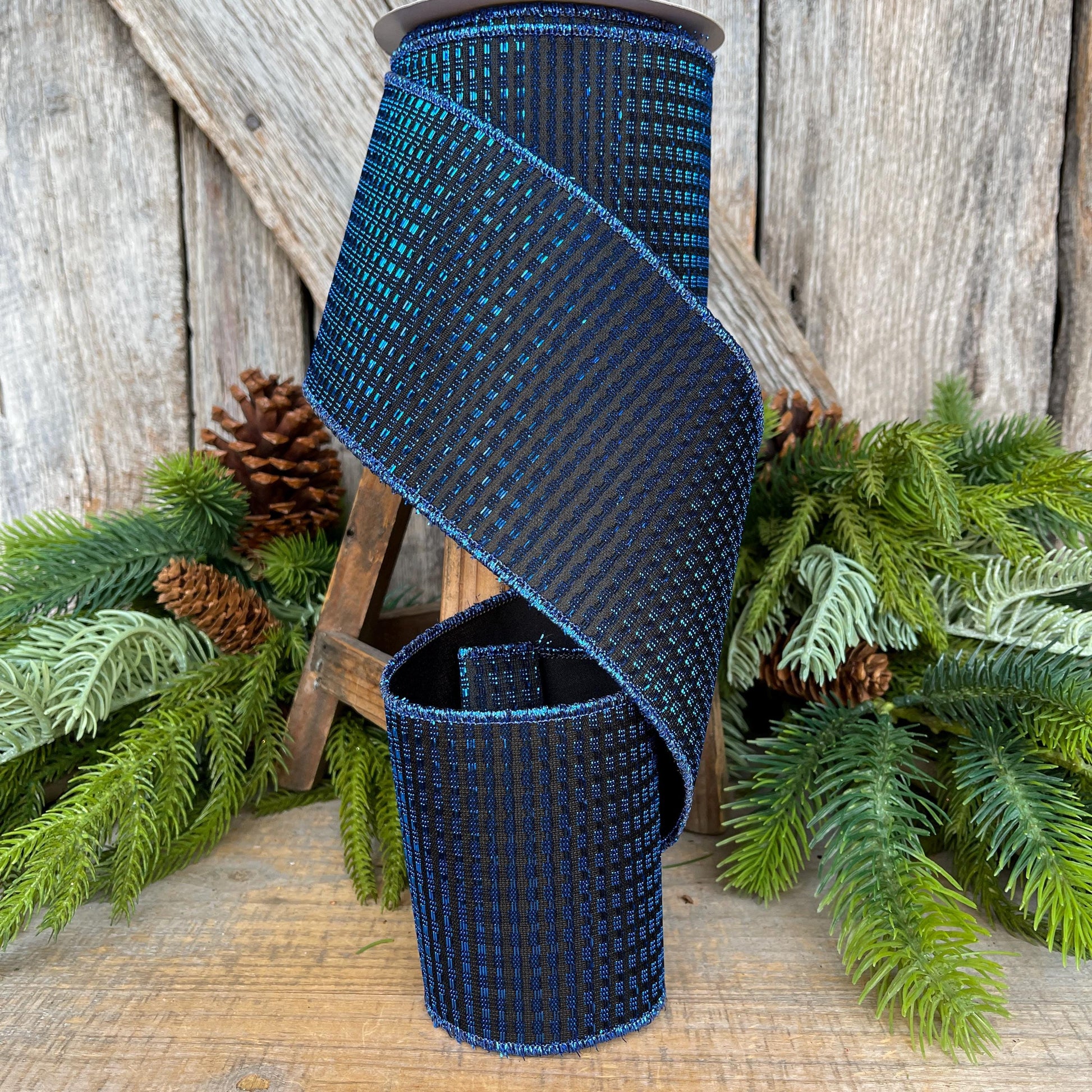 4" Midnight Blue RIbbon, Blue Ribbon, Wired Ribbon