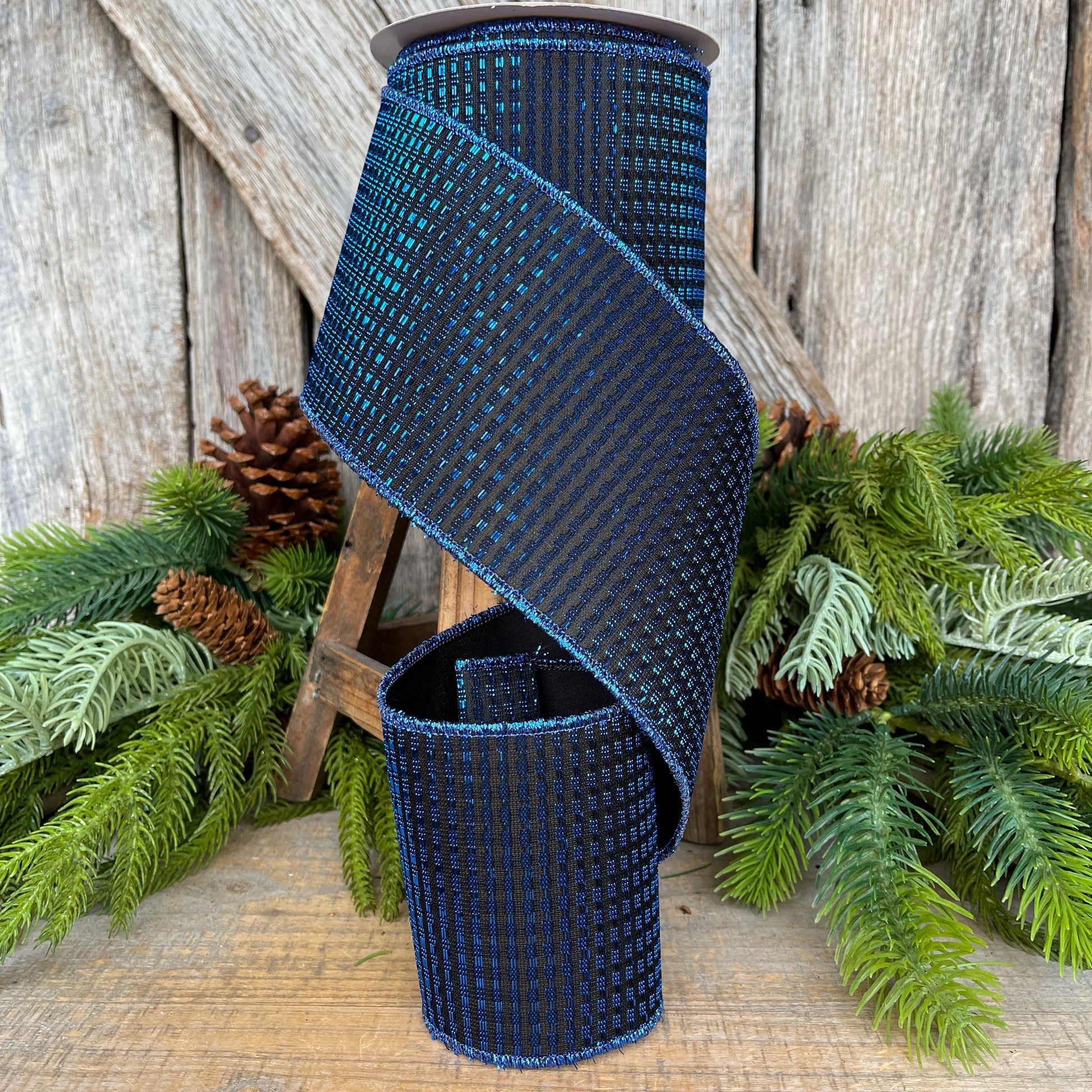 4" Midnight Blue RIbbon, Blue Ribbon, Wired Ribbon