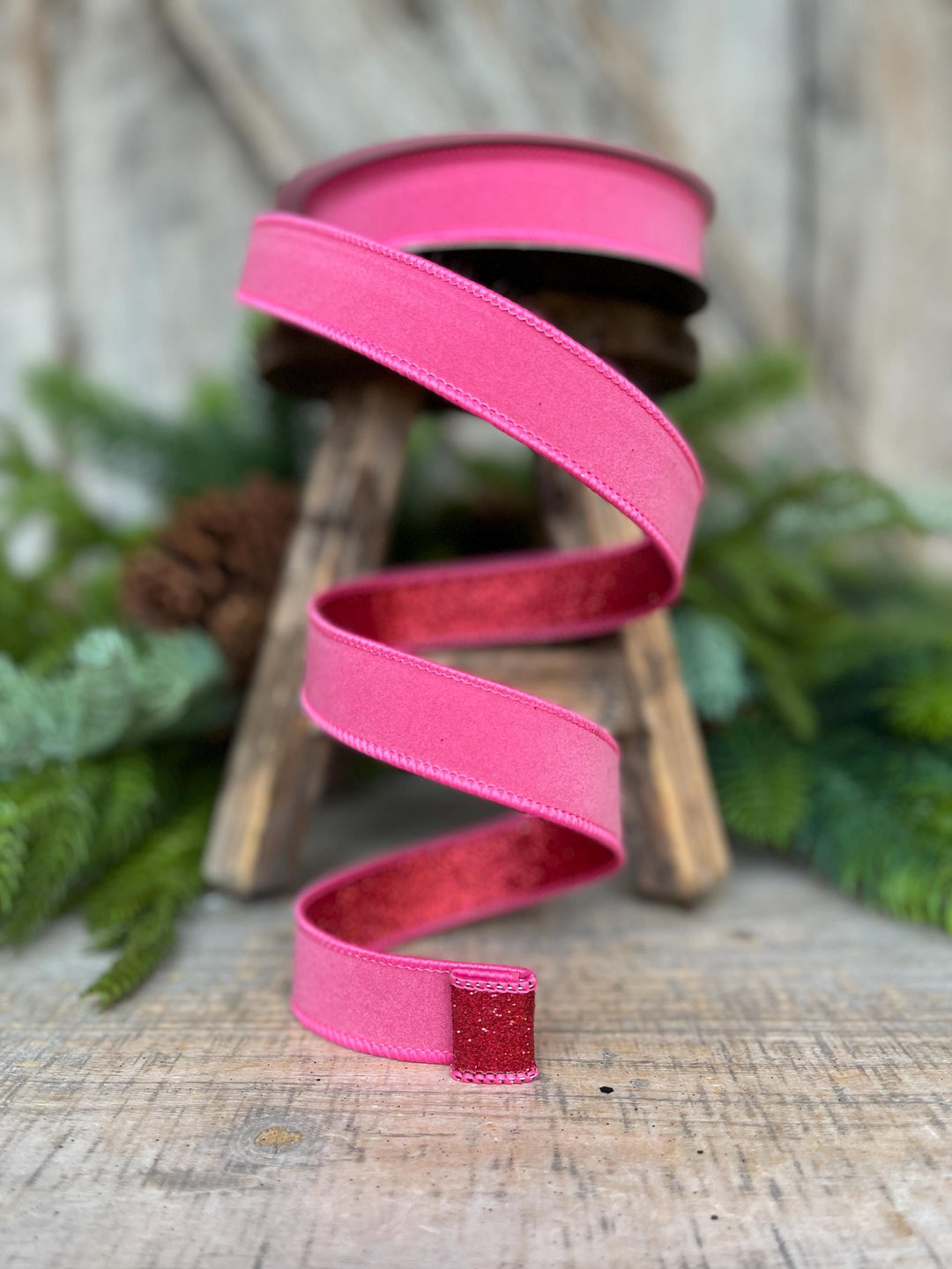 1" Bubblegum Pink &amp; Red Ribbon, Farrisilk Ribbon, Pink and Red Fusion Ribbon
