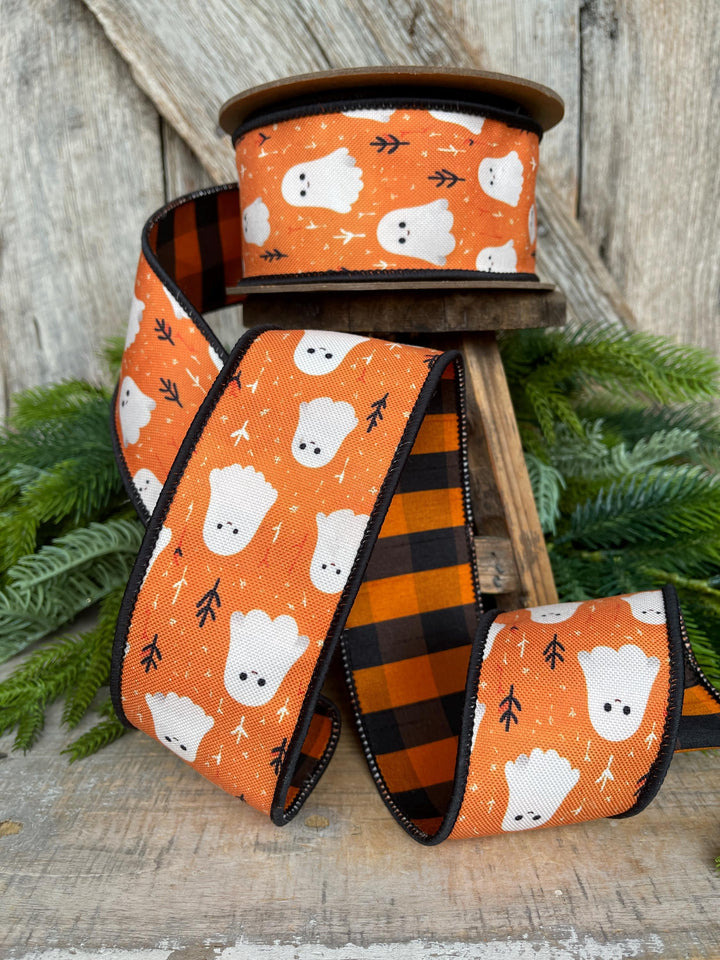 Vintage Halloween Ghost Ribbon - 2.5" Wired Edge