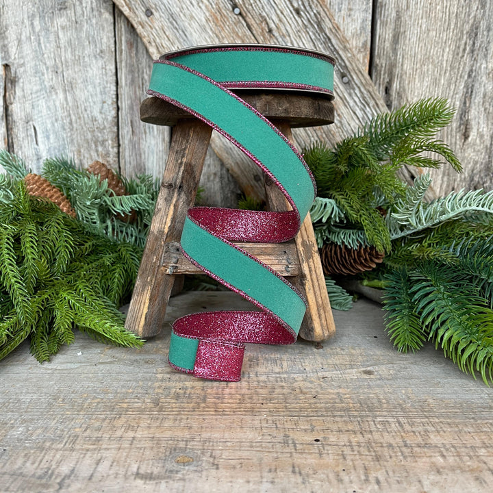 1" Teal &amp; Hot Pink Fusion Ribbon, Farrisilk Ribbon, Teal