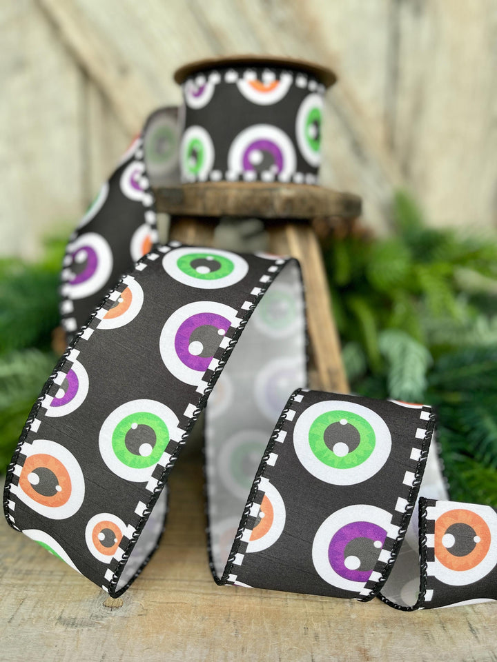 Eyeball Halloween Wired Ribbon - 2.5 inch x 10 Yards