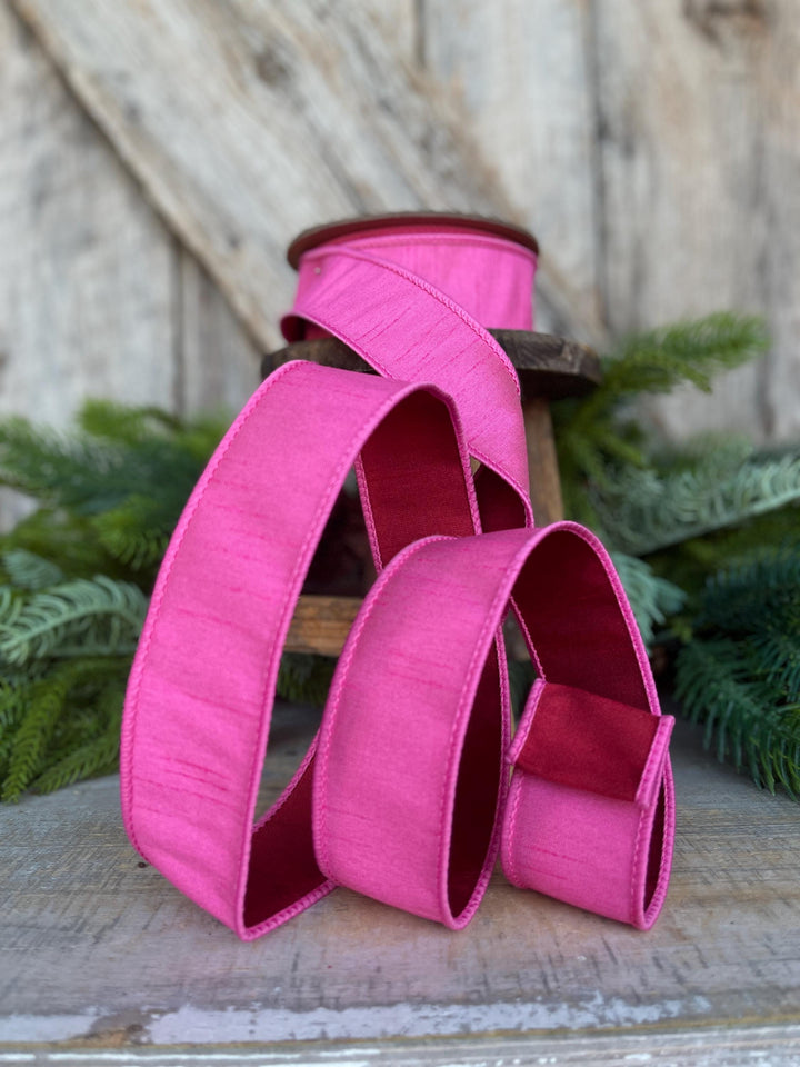 Bubblegum Pink &amp; Red Wired Ribbon: Christmas Holiday Decor - 1.5" x 10 Yards