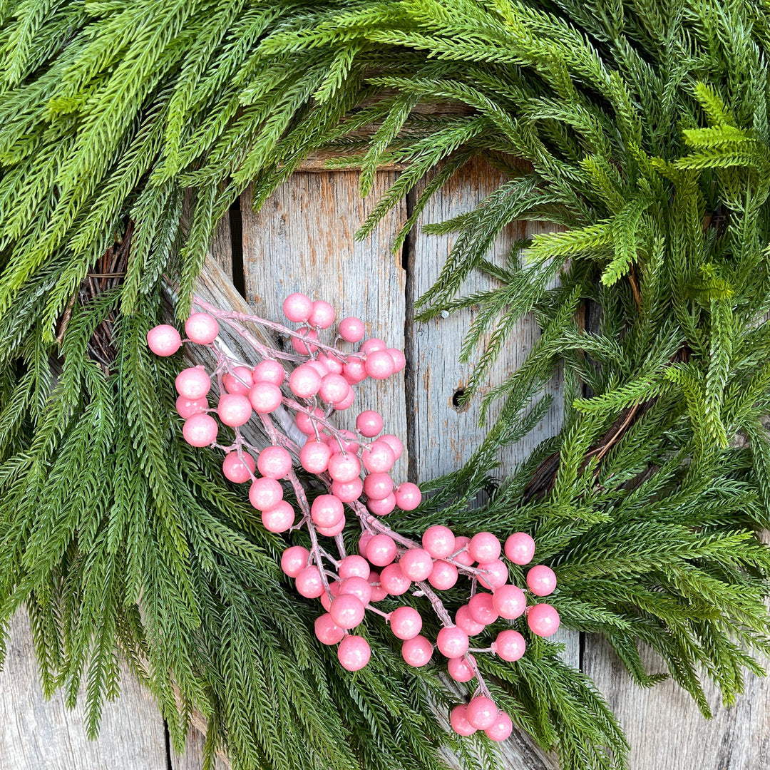 Pink Berry Floral Stem: 24" Christmas Tree Wreath Supply