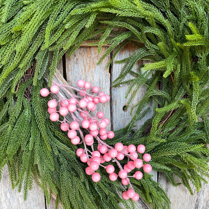 Pink Berry Floral Stem: 24" Christmas Tree Wreath Supply