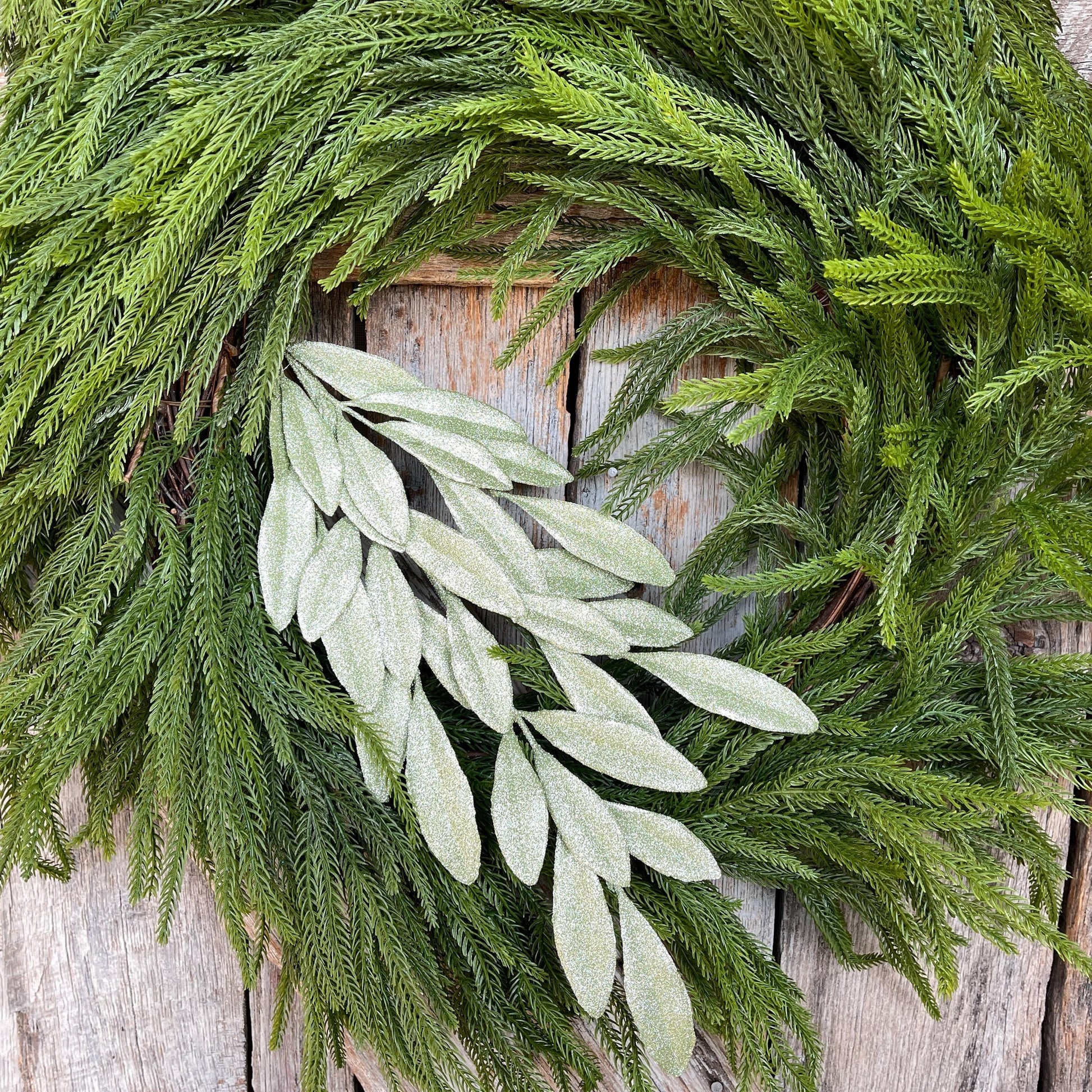 27" Mint Green Laurel Leaf Spray, Mint Sparkle Leaf Spray, Light Green Christmas Picks Stems, Christmas Tree Picks, 86483MINT