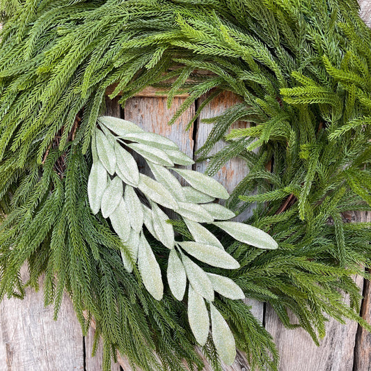 27" Mint Green Laurel Leaf Spray, Mint Sparkle Leaf Spray, Light Green Christmas Picks Stems, Christmas Tree Picks, 86483MINT
