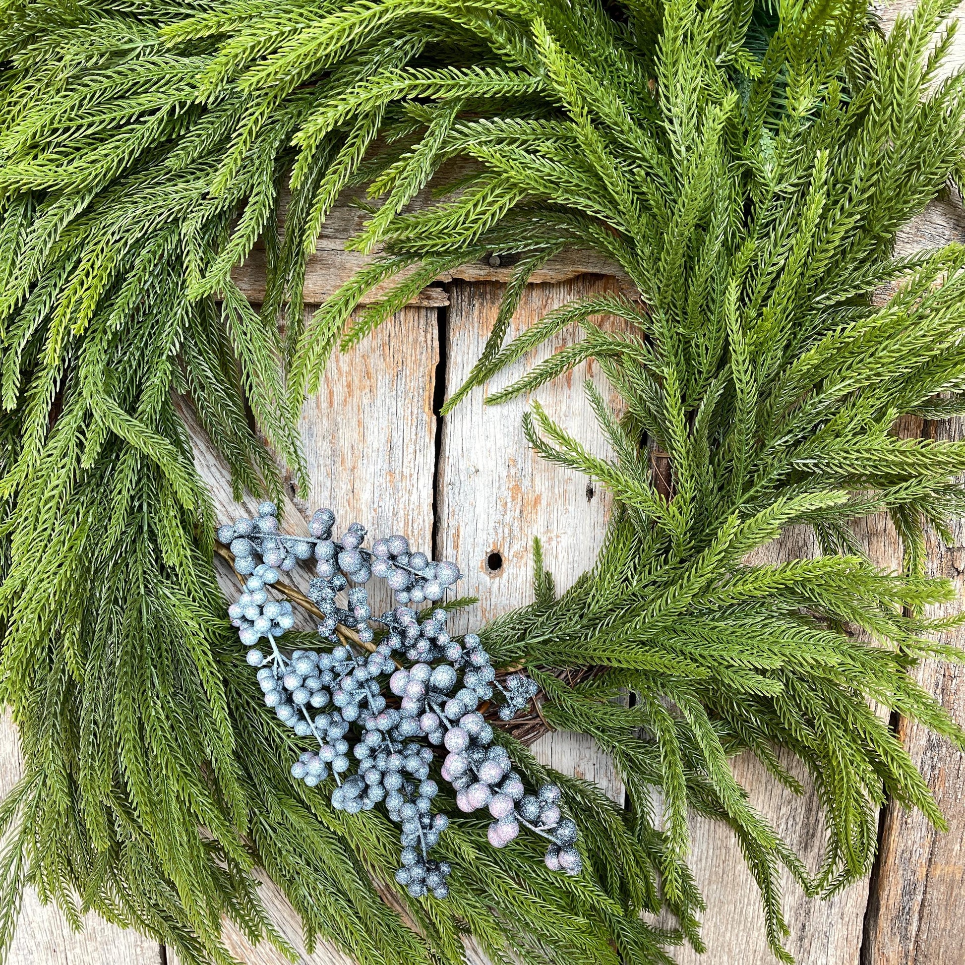 18" Frosted Blueberry Spray, Winter Blueberry Picks & Stems, Artifical Berry Floral Stem