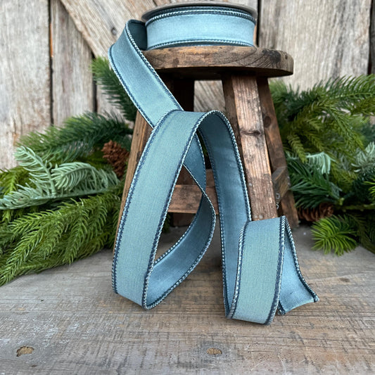 1" Steel Blue Taffeta, Farrislk ribbon, 1 inch Blue Ribbon