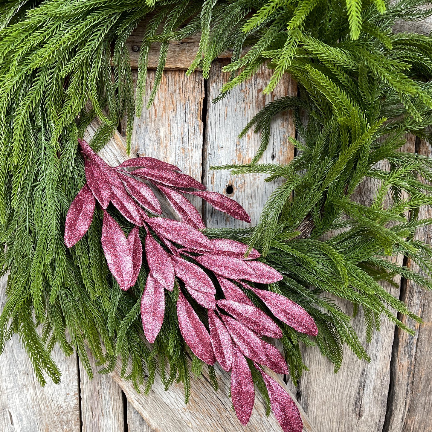 27" Mauve Pink Laurel Leaf Spray, Rose Leaf Spray, Christmas Tree Picks, 86483MV