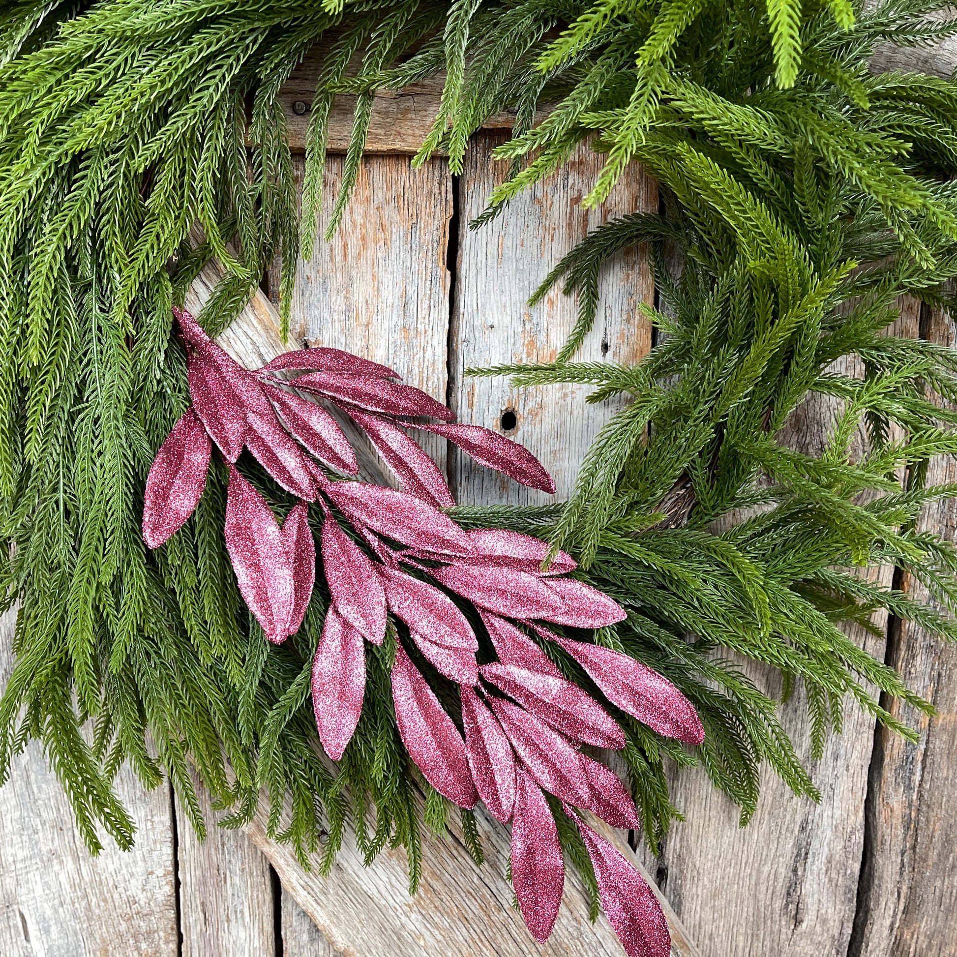 27" Mauve Pink Laurel Leaf Spray, Rose Leaf Spray, Christmas Tree Picks, 86483MV