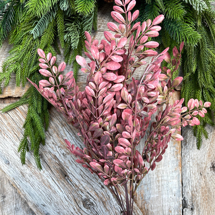 Mauve Pink Hemlock Greenery Bush: 21" Christmas &amp; Fall Filler