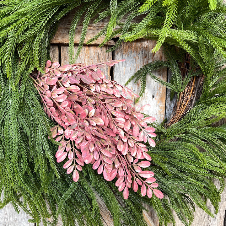 Mauve Pink Hemlock Greenery Bush: 21" Christmas &amp; Fall Filler