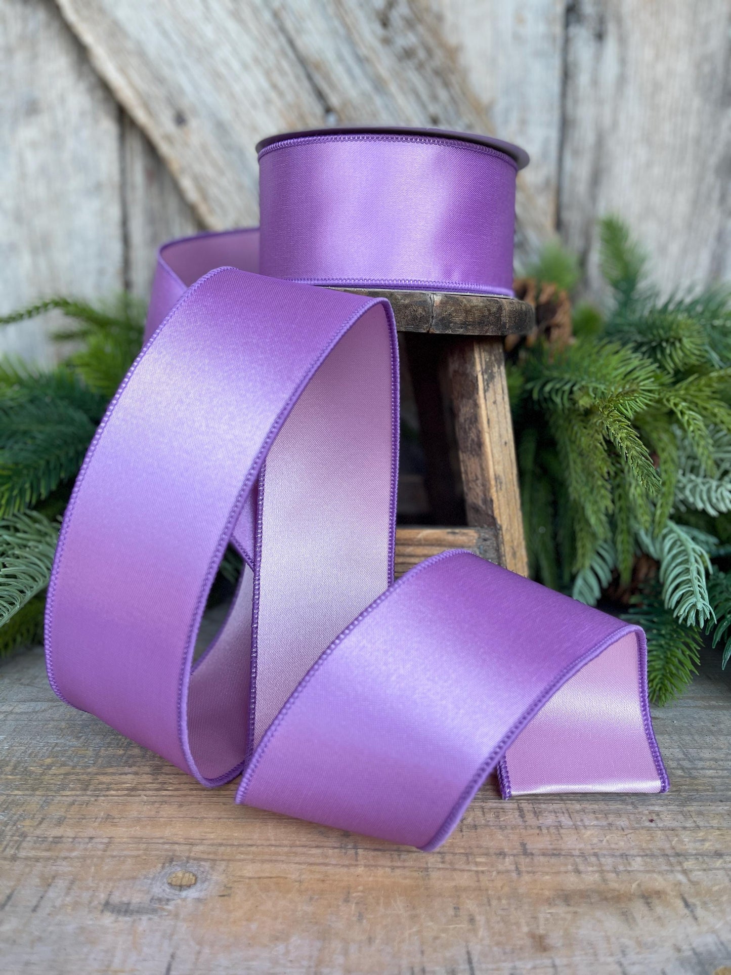 2.5" Lavender Pink Satin Ribbon, Farrisilk Ribbon, Christmas Ribbon