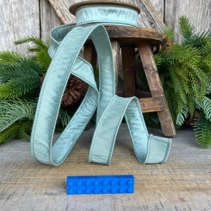 1" Aqua Teal Dupioni Ribbon, Wired Ribbon, Teal Ribbon