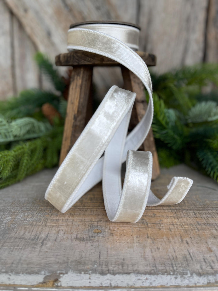 1" White Velvet, White Ribbon, Velvet Ribbon