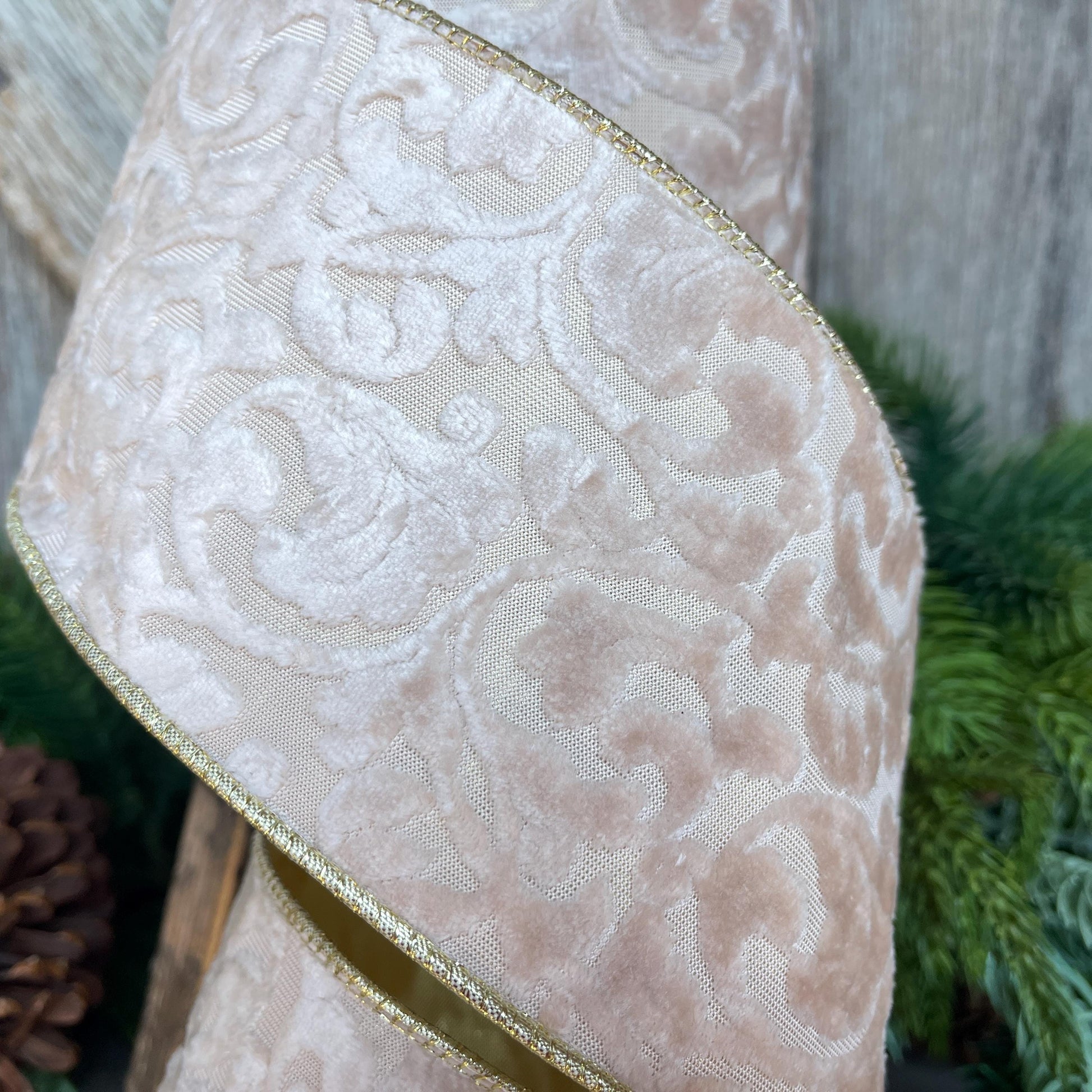 Ivory Velvet Ribbon, Christmas Ribbon, 4" x 10yds