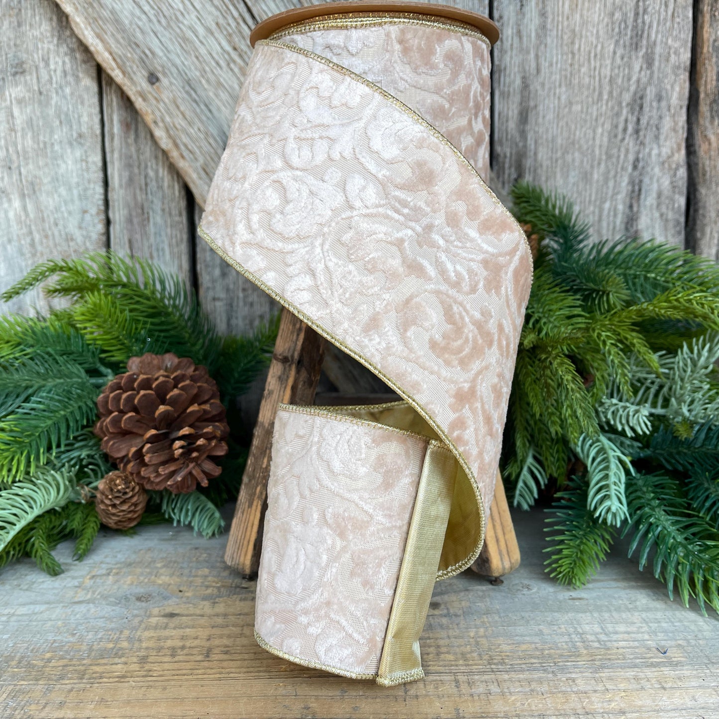 Ivory Velvet Ribbon, Christmas Ribbon, 4" x 10yds