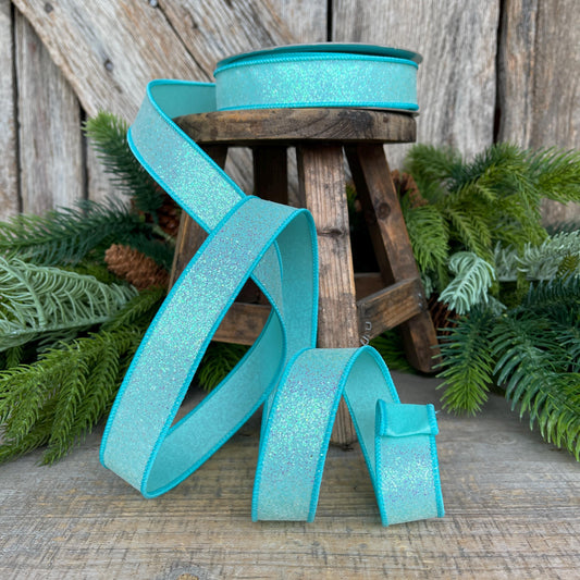 1" Light Blue Sugar Frost Ribbon, Farrisilk Ribbon, Blue Ribbon, Candy Theme Ribbon, Designer Ribbon, Teal Wired Ribbon, RS127-16