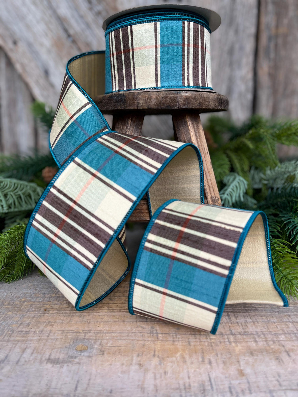 2.5" Fall Plaid Ribbon, Chocolate Hampton Plaid Ribbon