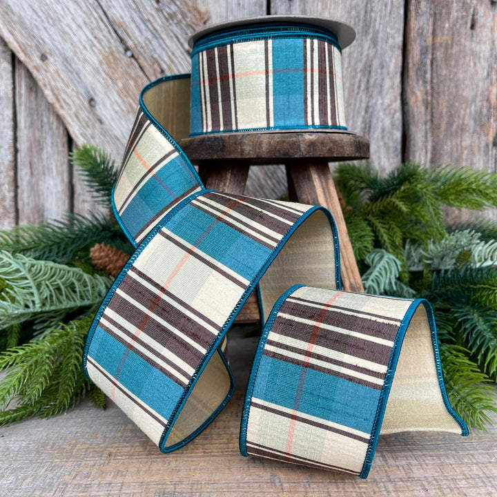 2.5" Fall Plaid Ribbon, Chocolate Hampton Plaid Ribbon, Farrisilk Ribbon