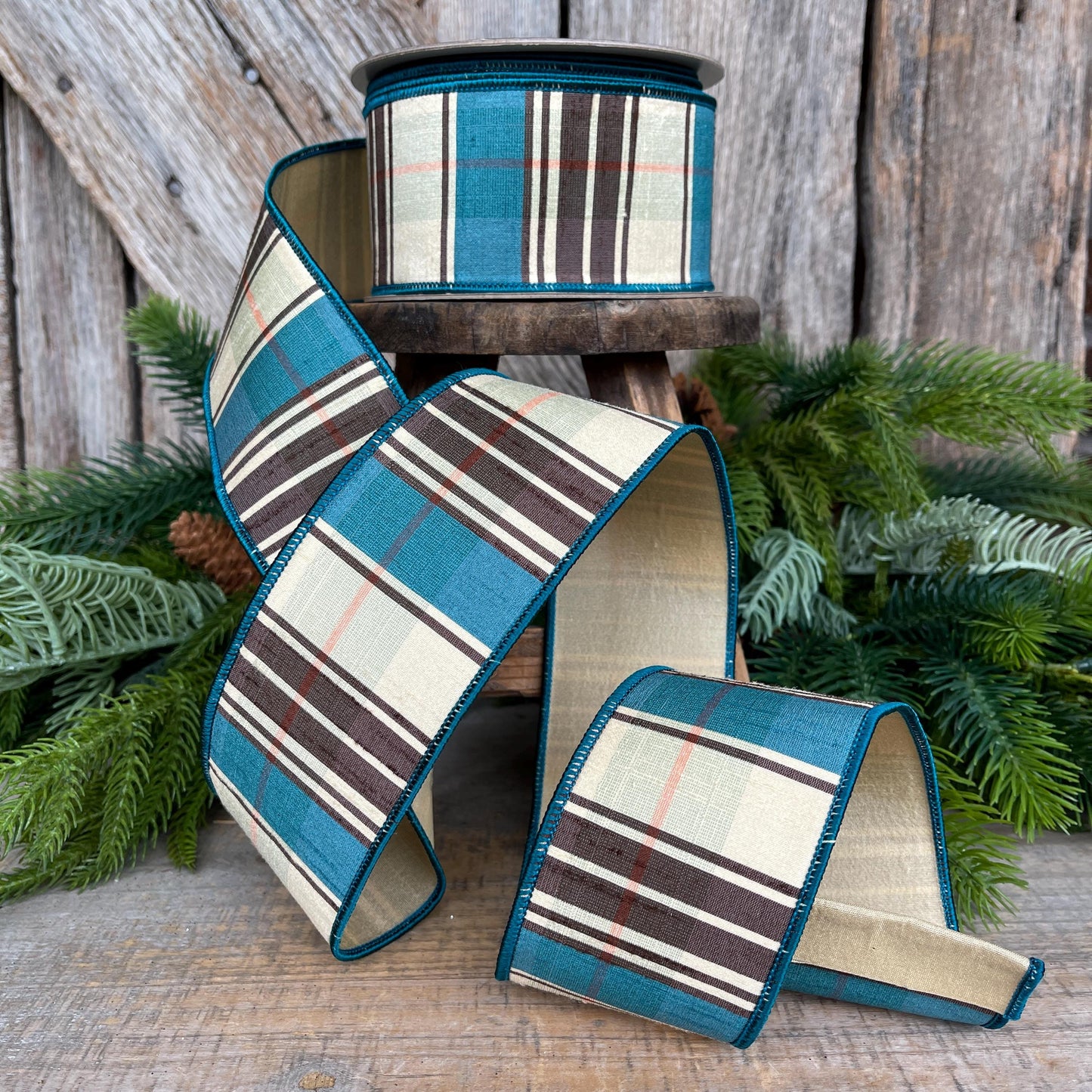 2.5" Fall Plaid Ribbon, Chocolate Hampton Plaid Ribbon, Farrisilk Ribbon