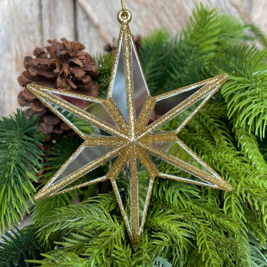 5" Gold Star Ornament, Mirror Star Ornament, Plastic Christmas Star Ornament