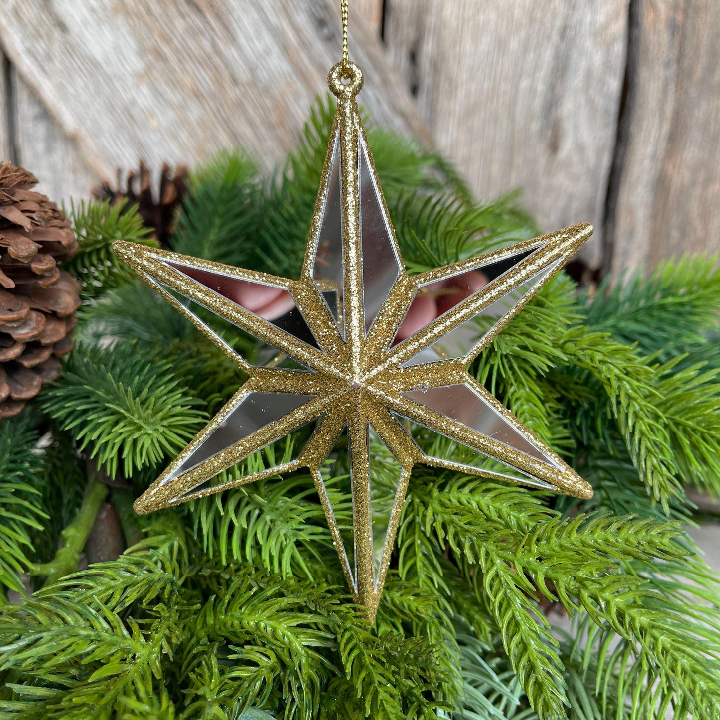5" Gold Star Ornament, Mirror Star Ornament, Plastic Christmas Star Ornament