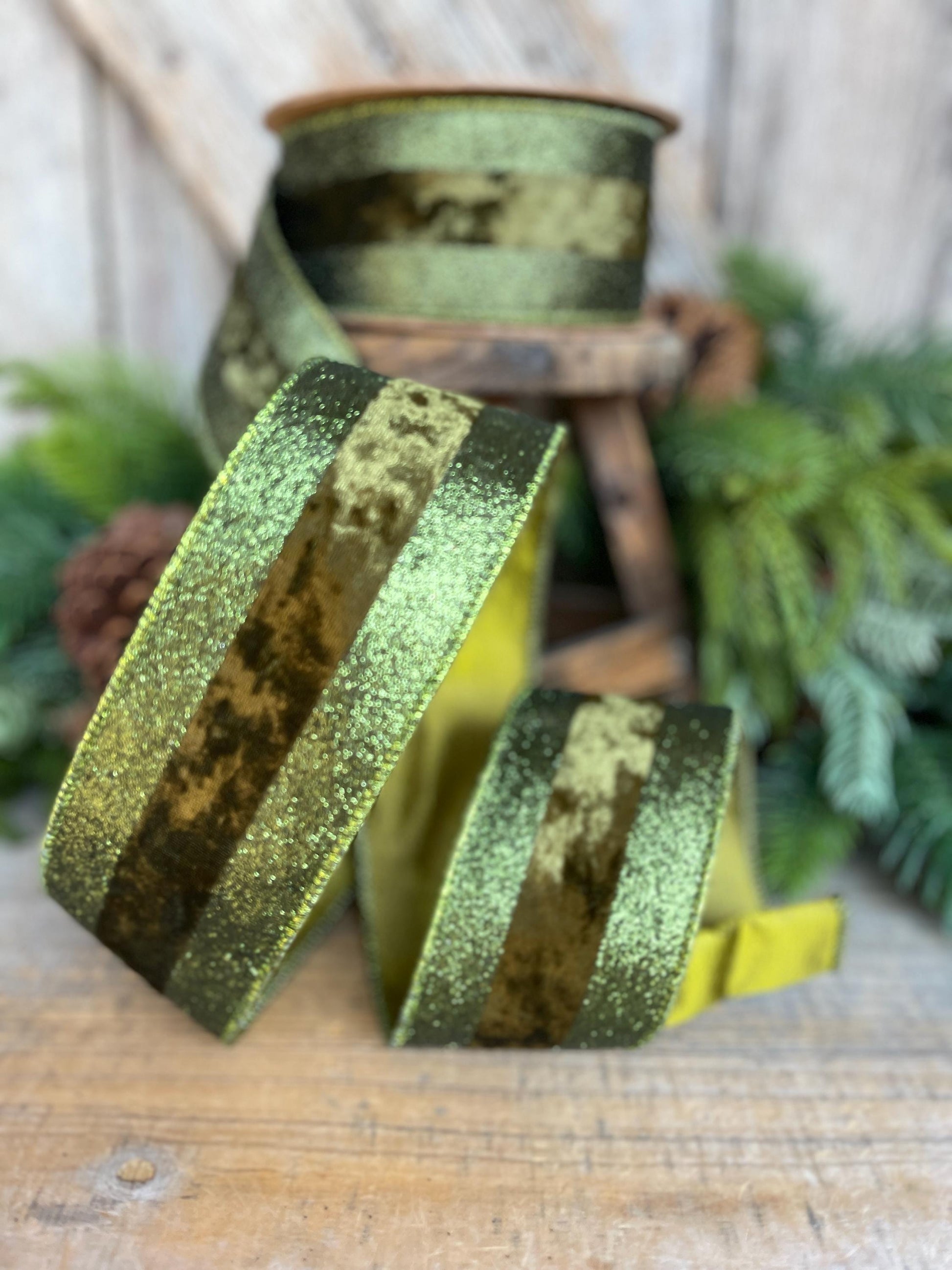 Forest Green Velvet Ribbon, Dark Moss Green Christmas Ribbon, 2.5" x 10yds