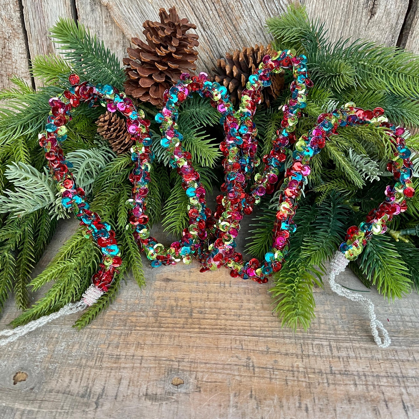 72" Retro Sequin Garland, Christmas Tree Garland, Colorful Sequin Garland, Colorful Christmas, Garland for Tree