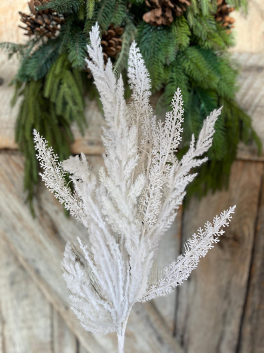 29" White Christmas Bush, White Pampas Spray, White Filler Bush, Filler Bush, White Greenery Bush, 40369
