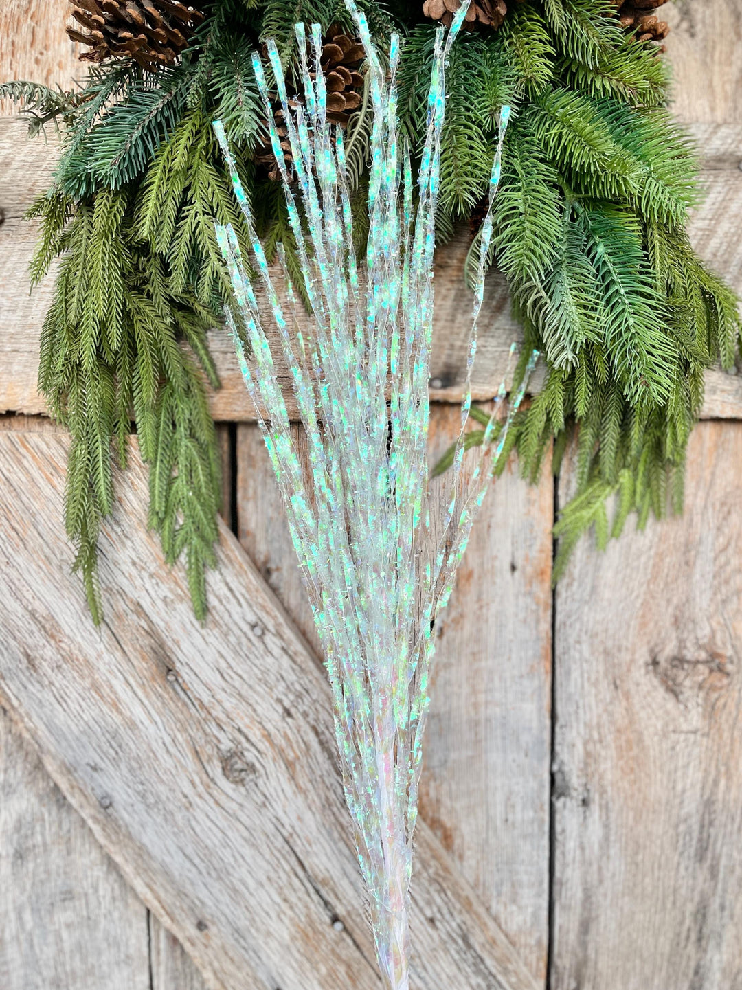 36" White Iredescent Spray, White Christmas Spray