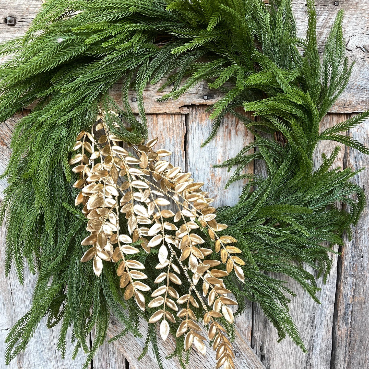 GoldFern Spray, Gold Christmas Tree Spray - 28" Gold Leaf Floral