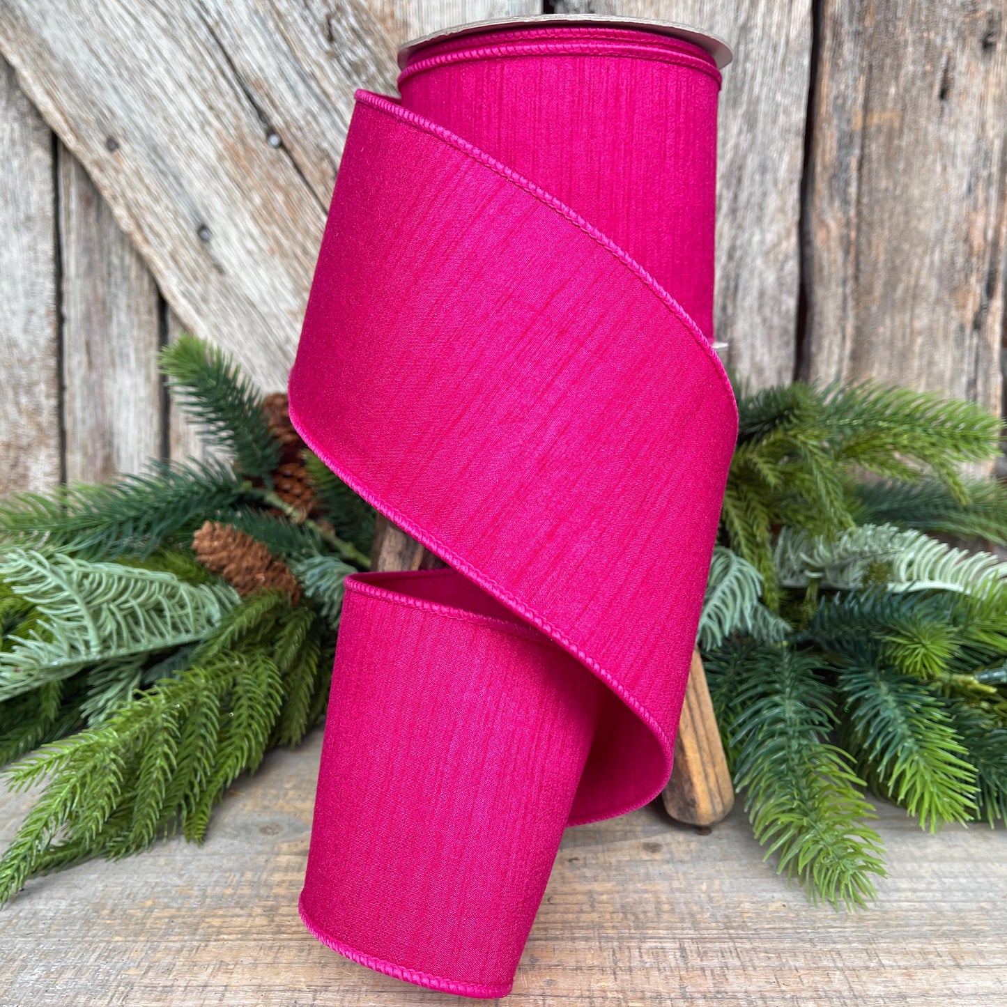 4” Hot Pink Ribbon, Farrisilk ribbon, Christmas Ribbon