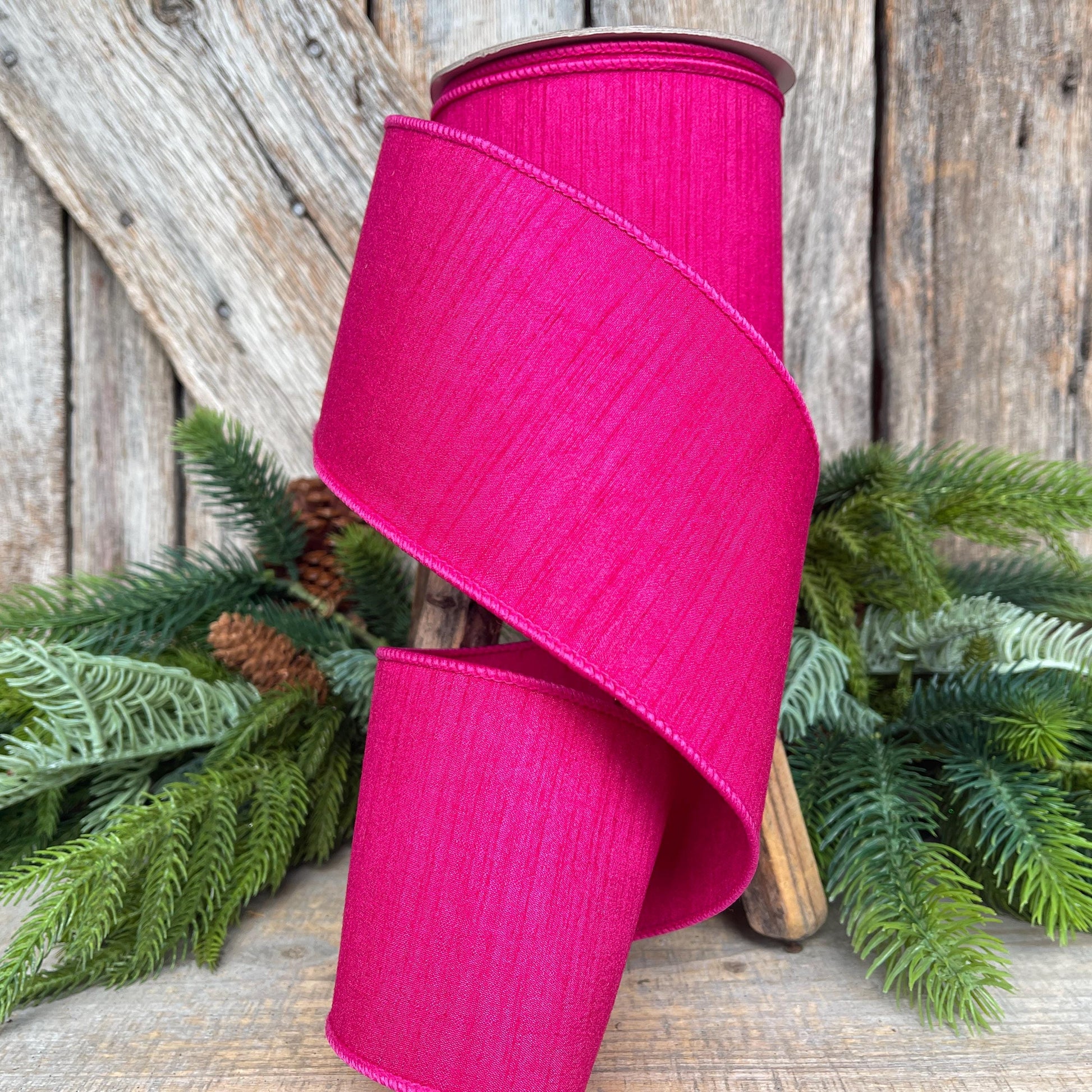 4” Hot Pink Ribbon, Farrisilk ribbon, Christmas Ribbon