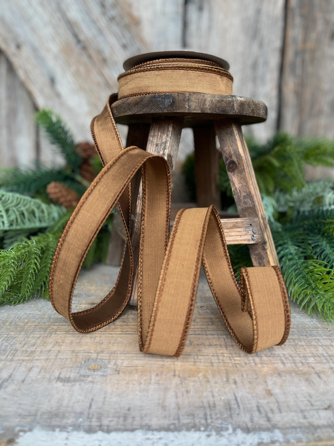 1” Pecan Brown Taffeta Ribbon, Farrisilk ribbon, Taffeta ribbon