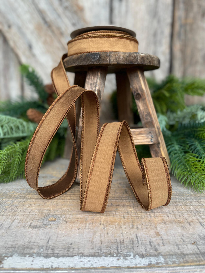 1” Pecan Brown Taffeta Ribbon, Farrisilk ribbon, Taffeta ribbon