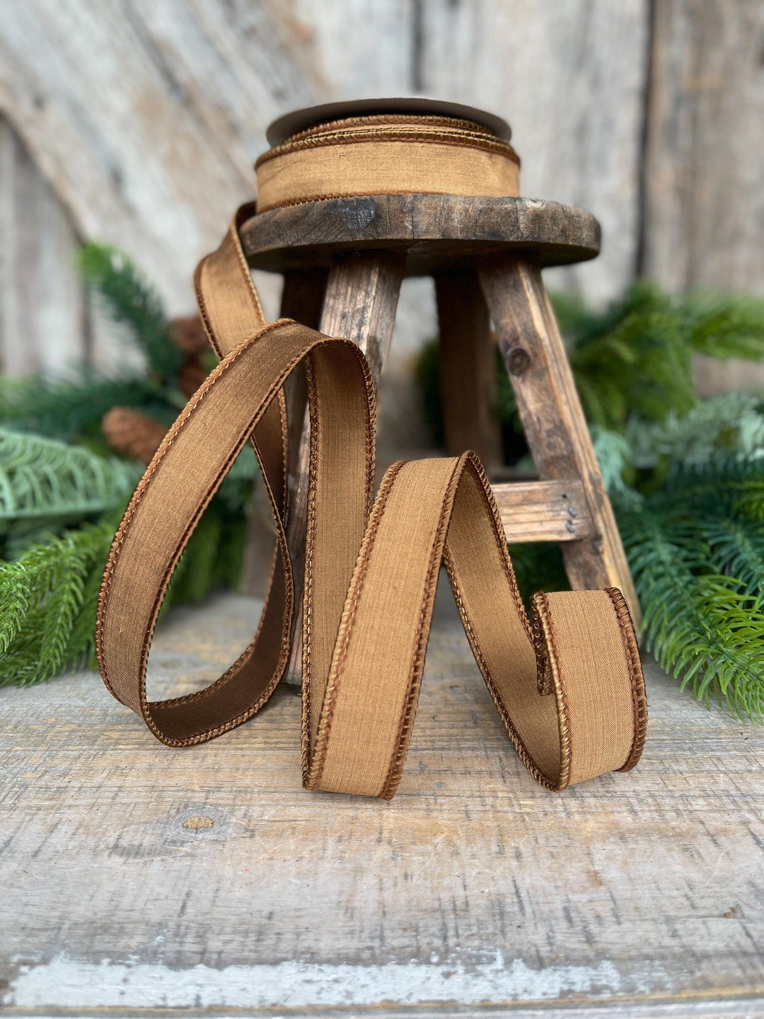 1” Pecan Brown Taffeta Ribbon, Farrisilk ribbon, Taffeta ribbon