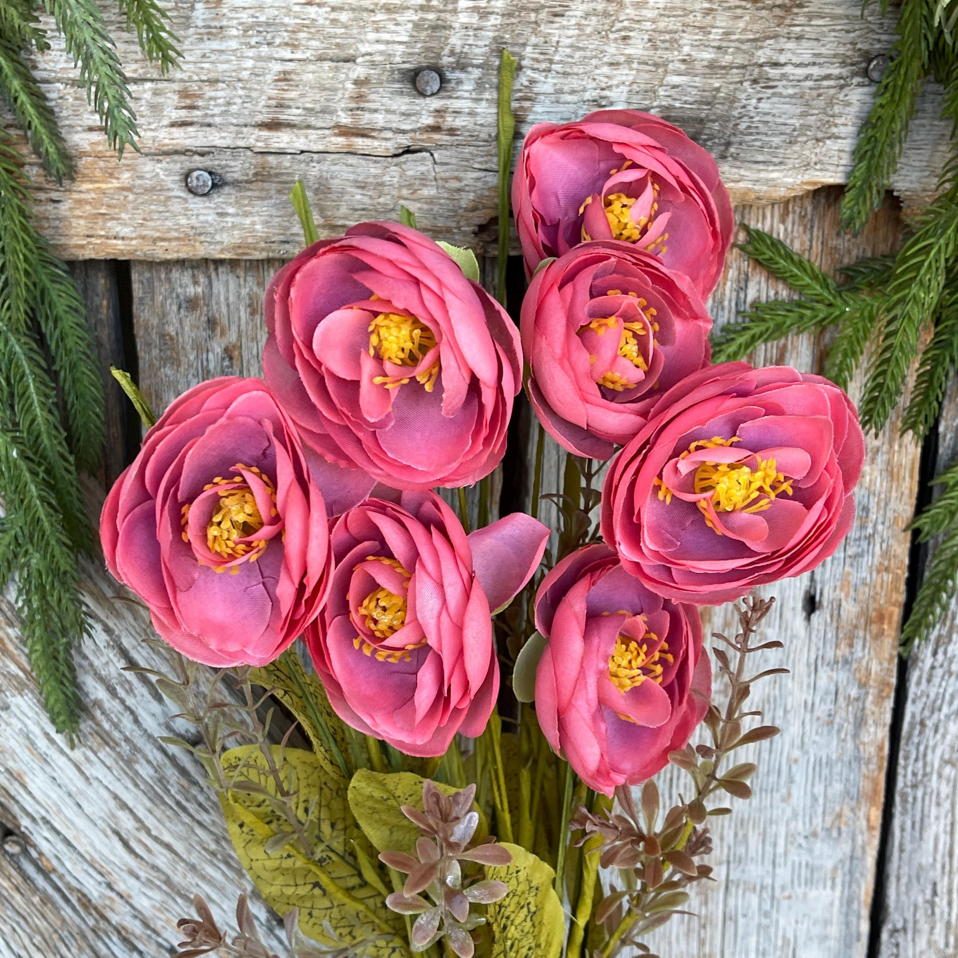 20" Mauve Ranunculus Bush, Fall Floral Bush, Fall Ranunculus Bush