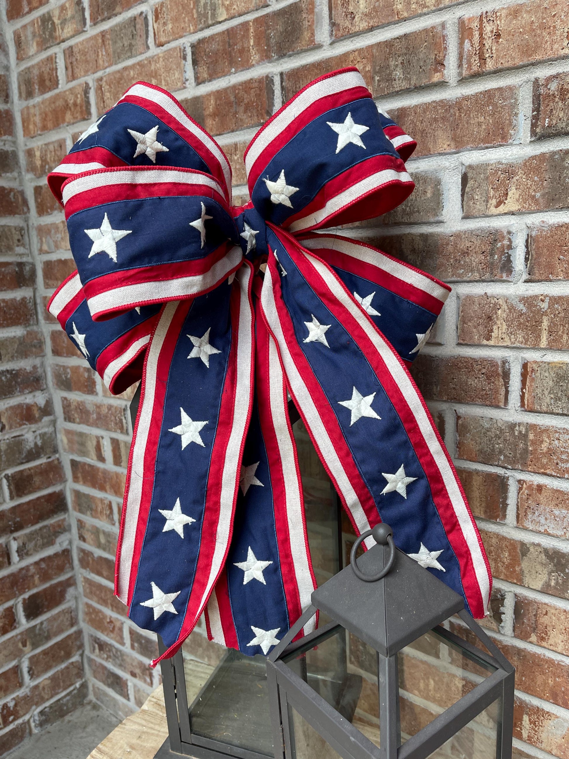Patriotic bow, lantern swag, wreath bow