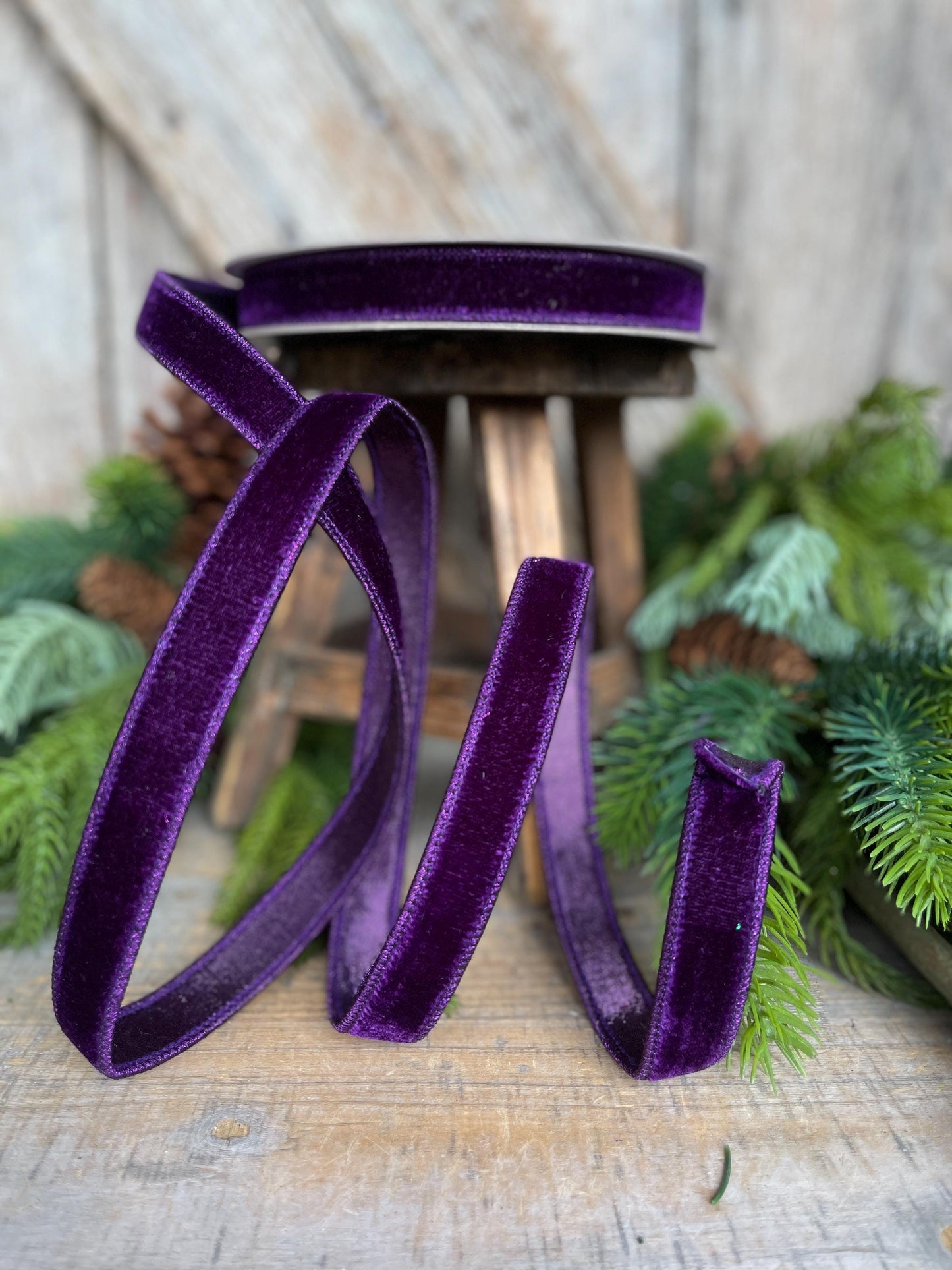 3/4" Purple Velvet Luster Ribbon, Farrisilk Ribbon, Halloween Velvet Ribbon