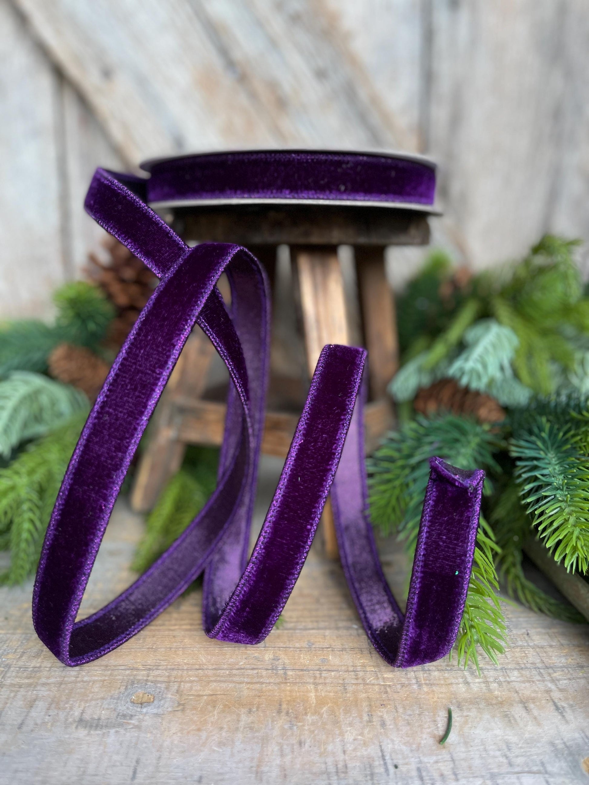 3/4" Purple Velvet Luster Ribbon, Farrisilk Ribbon, Halloween Velvet Ribbon