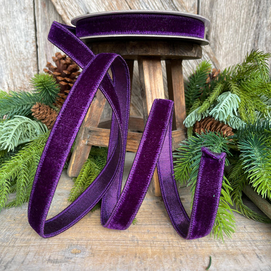 3/4" Purple Velvet Luster Ribbon, Farrisilk Ribbon, Halloween Velvet Ribbon