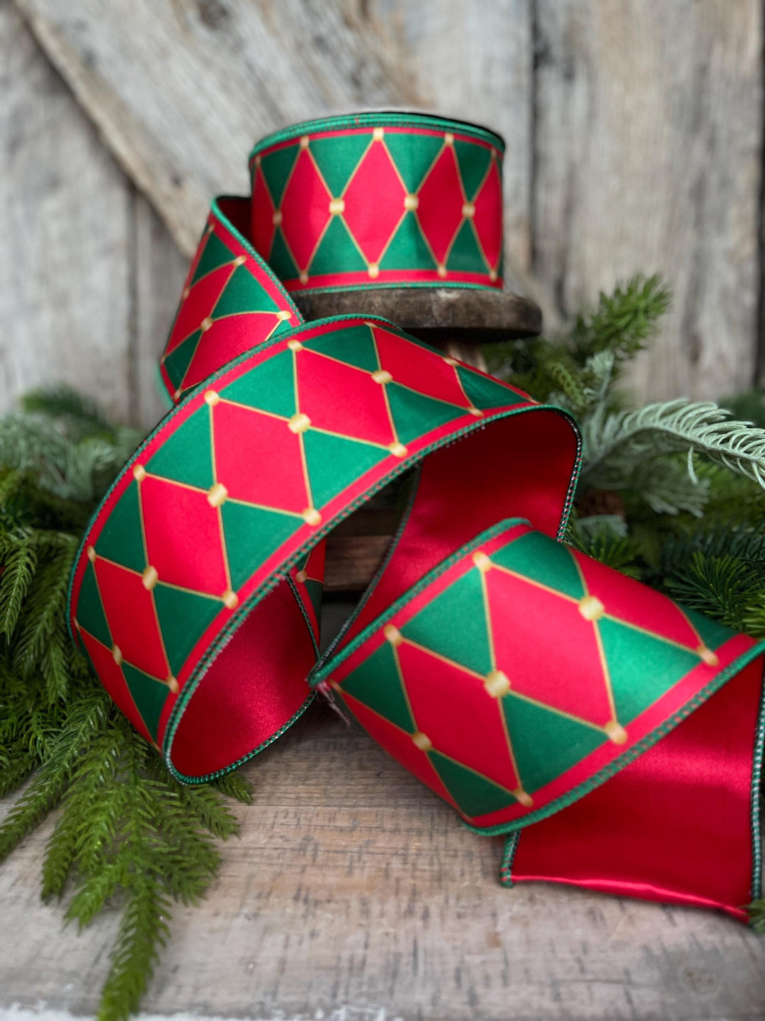2.5" Red Green Drummer Boy Ribbon, Nutcracker Ribbon, Christmas Ribbon