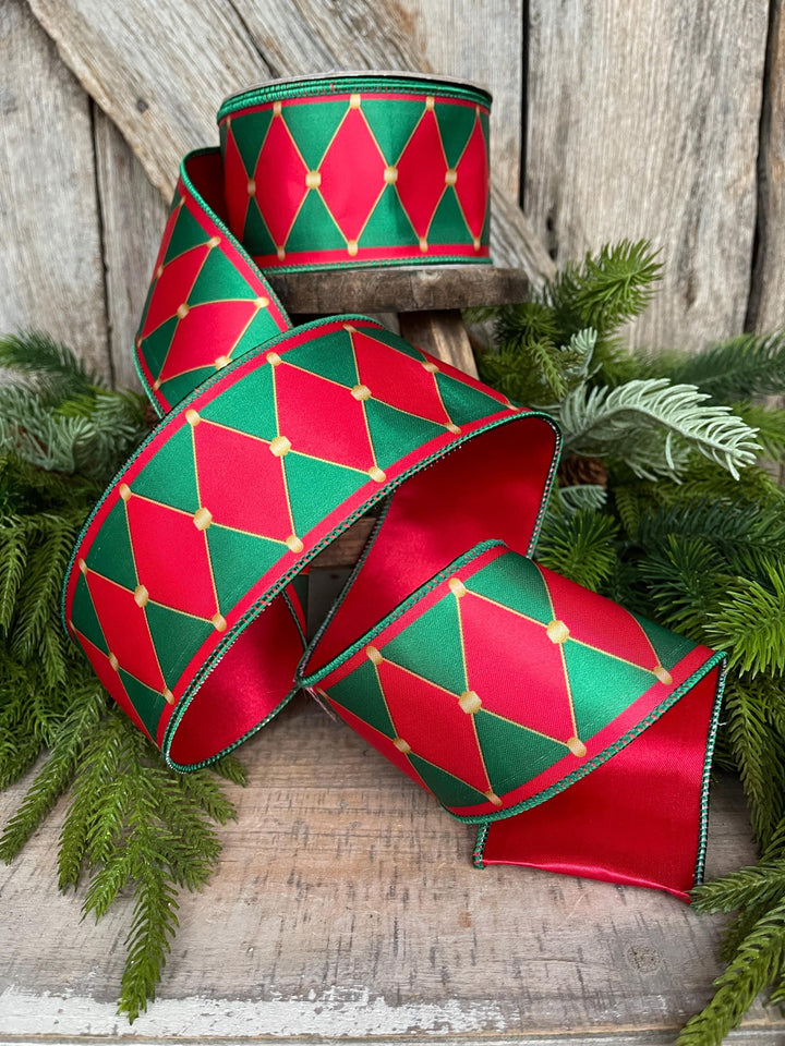 2.5" Red Green Drummer Boy Ribbon, Nutcracker Ribbon, Christmas Ribbon