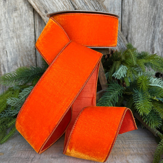 2.5” Orange Velvet , Velvet ribbon, Halloween Ribbon