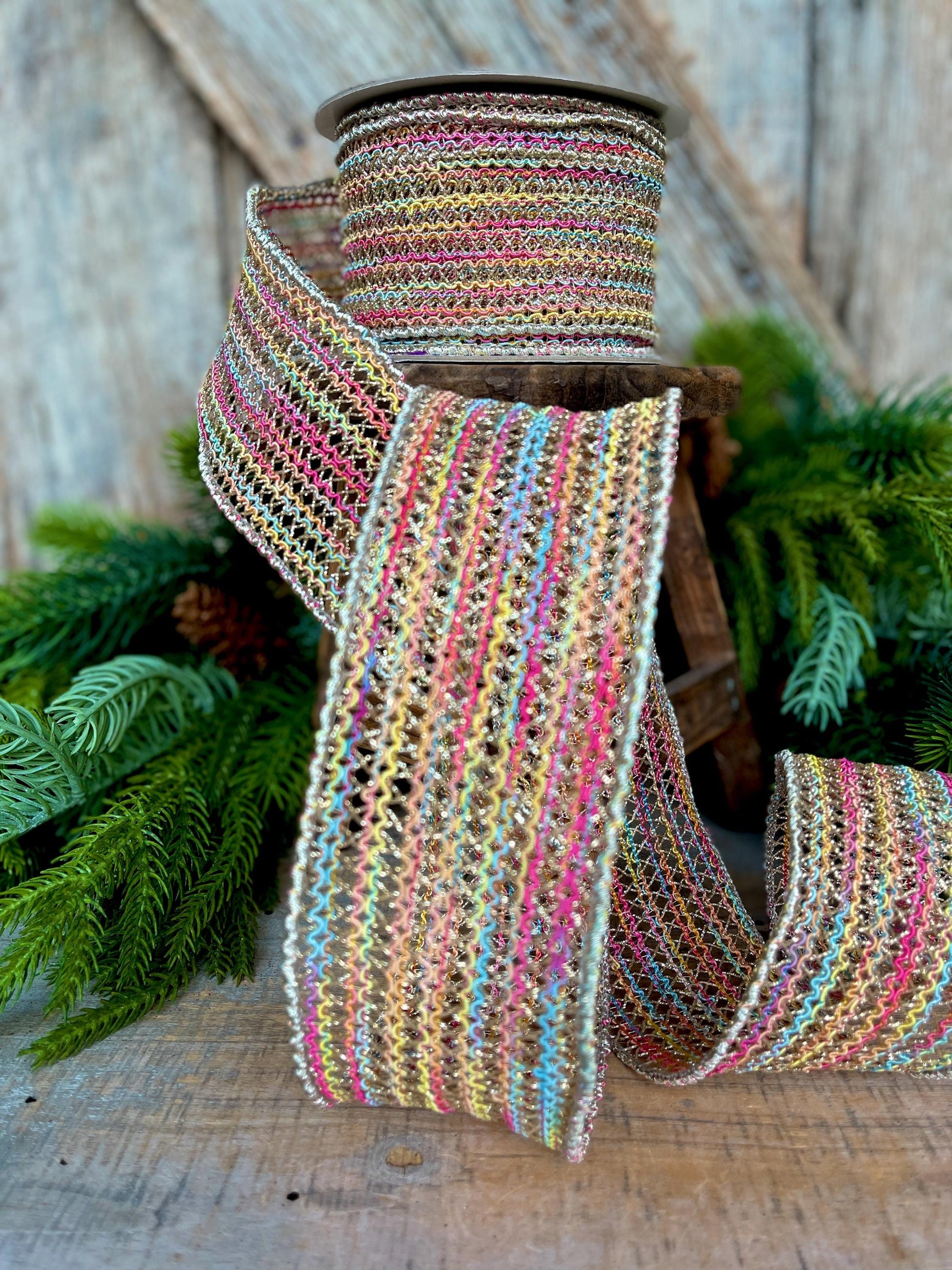 3" Pastel Ribbon, Farrisilk Ribbon, Sherbert Lace Ribbon, Colorful Ribbon, RK780-32