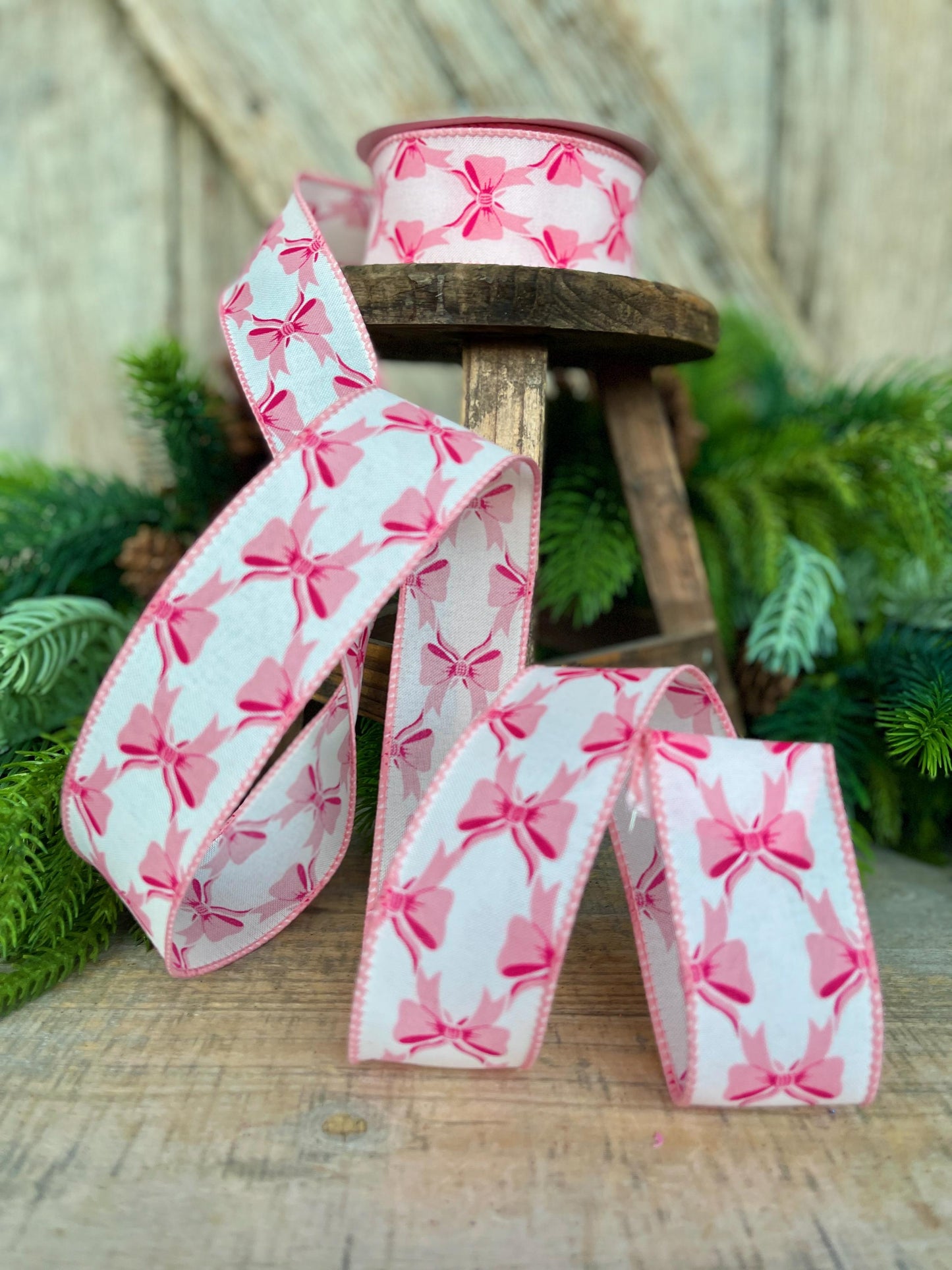 1.5" Coquette Pink Bow Ribbon, Pink Bow Ribbon, Pink Christmas Ribbon, Christmas Gift Wrap Ribbon, Ribbon for Tree, Ribbon for Bows